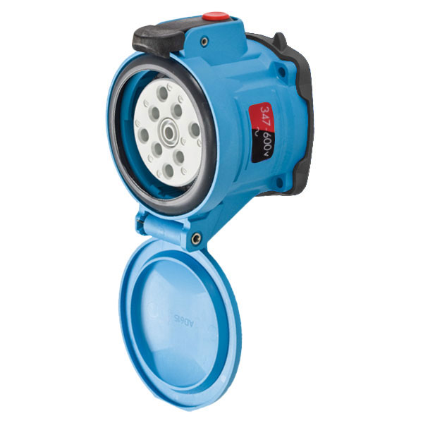 63-64147-974 - DSN60 RECEPTACLE POLY BLUE SIZE 3 TYPE 4X IP 69 3P+N+G 60A 347/600 VAC 60 Hz +4 AUX